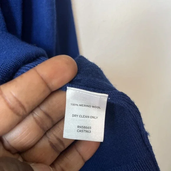 Nordstrom Men's Merino Wool  Blue Crew Neck Pullover Sweater XL Preppy Luxury - Picture 10 of 11